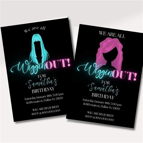 Wig Party Invitation Template